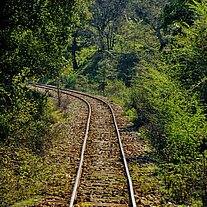 Blick nach vorn aus dem Zug