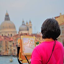 Malerin auf der Ponte Academia
