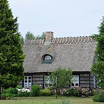 Reethaus von Bäumen eingesäumt